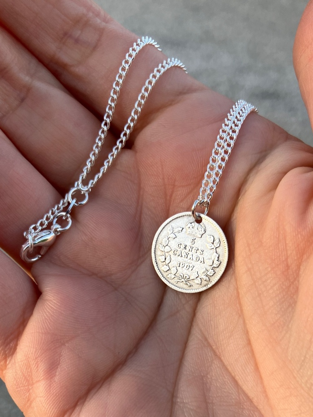 1907 Sterling Silver Edward VII Coin Necklace, 18-inch - Picture 5 of 5